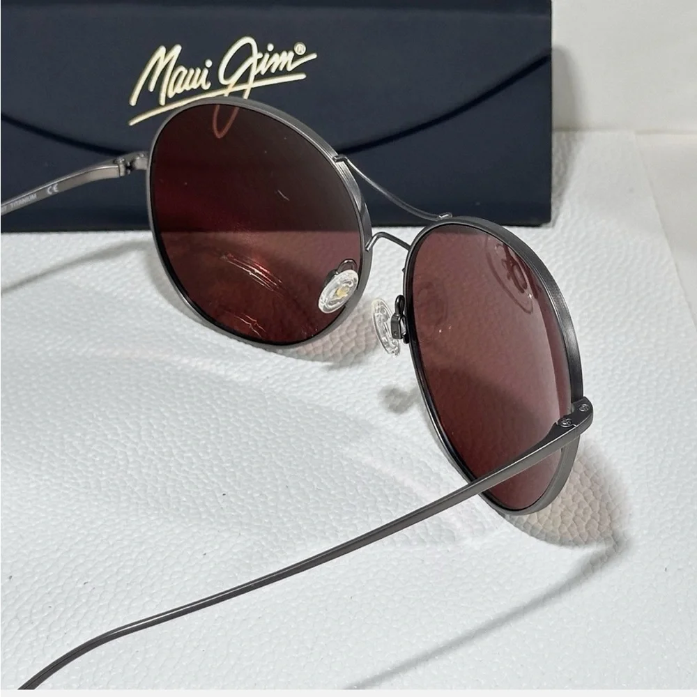 NWOT Maui Jim Opihi Purple Mirrored Polarized Titanium Sunglasses